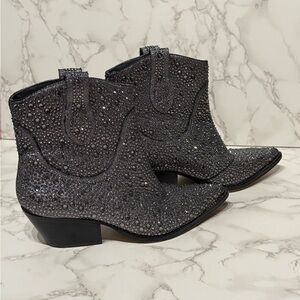 Jessica Simpson Glittering Black Ankle Booties
